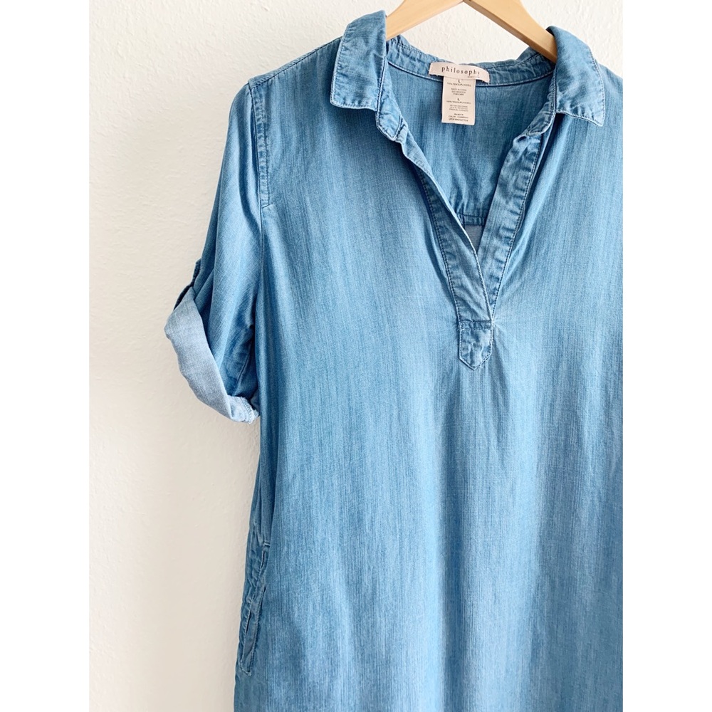 Philosophy Chambray Denim Tencel Dress - L